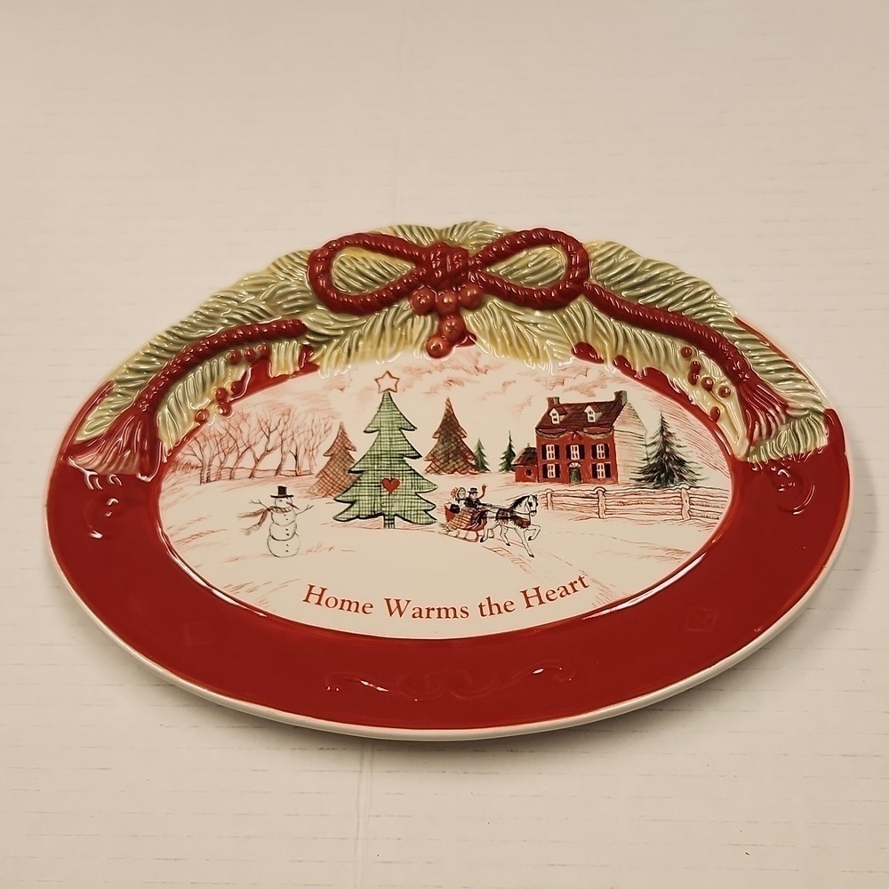 Vintage Fitz and Floyd Christmas serving Sentimental Tray Holiday Home Warms